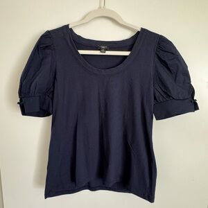 Ann Taylor Dark Blue Puff Sleeve Blouse size MP